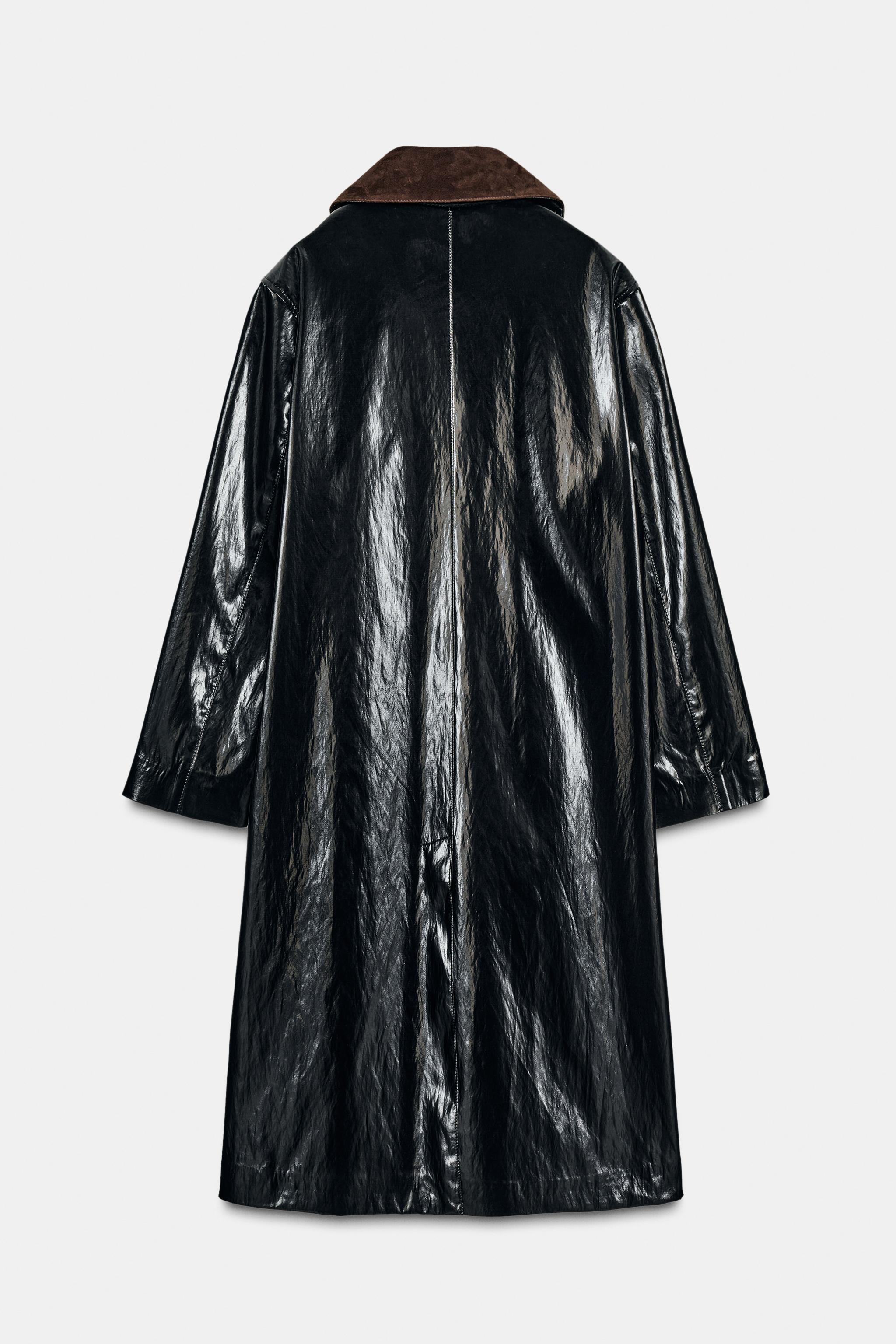 CONTRAST COLLAR SHINY TRENCH COAT ZW COLLECTION LIMITED EDITION